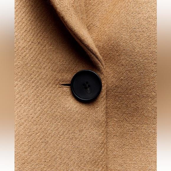 ZARA FELT TEXTURE COAT 8431/102 TAUPE BROWN TAN JACKET PEACOAT WOOL BLEND - Picture 5 of 17